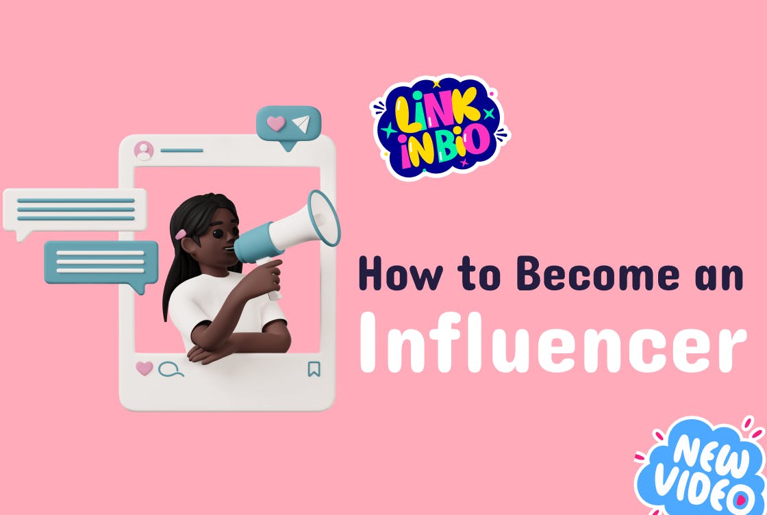 There is an influencer illustration and a title